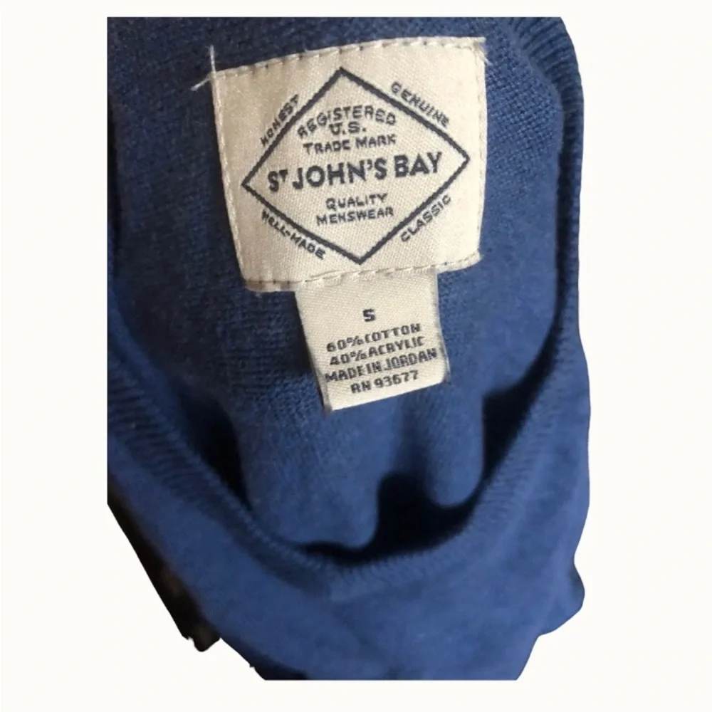 St.‎ John’s Bay V-neck Mens Blue Sweater Size S